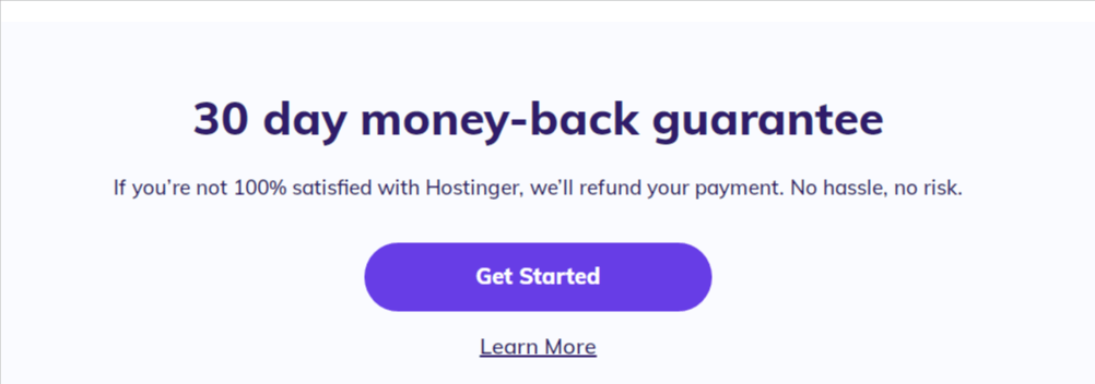 30 days moneyback Hostinger