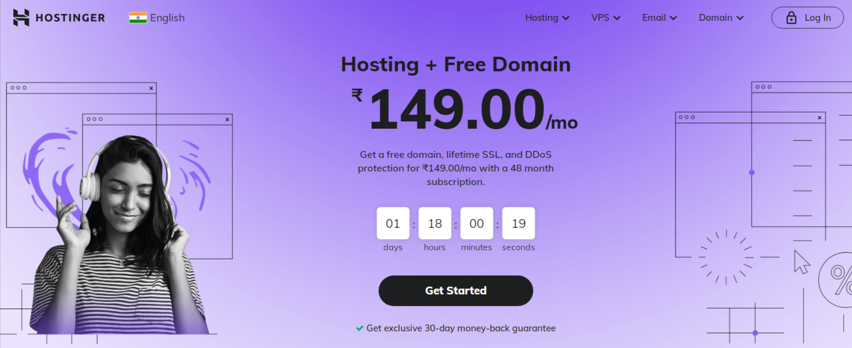 Hostinger-hosting plus domain free