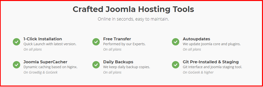 Joomla Hosting Freature