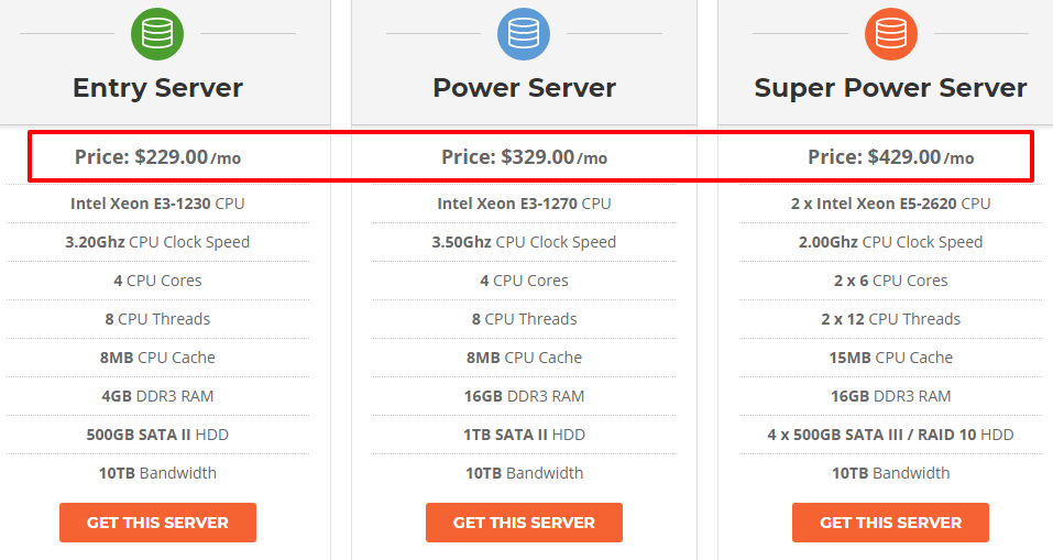 Siteground Dedicated Servers plans