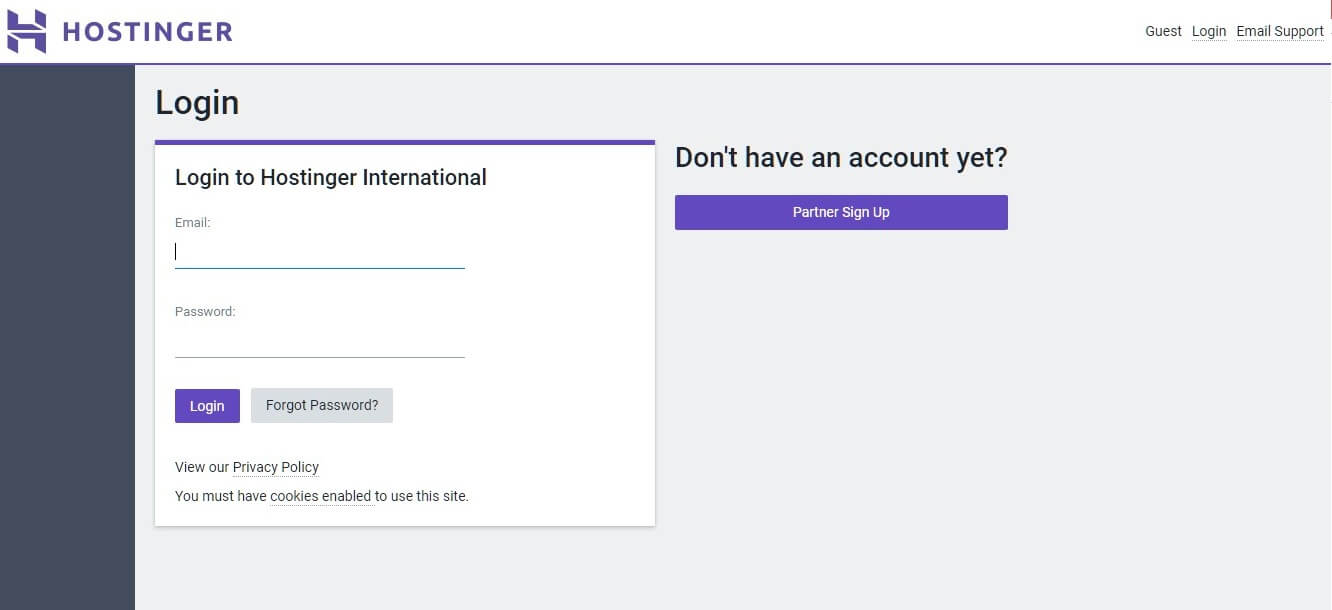 hostinger Partner Sign Up